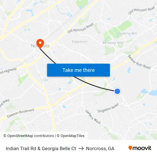 Indian Trail Rd & Georgia Belle Ct to Norcross, GA map
