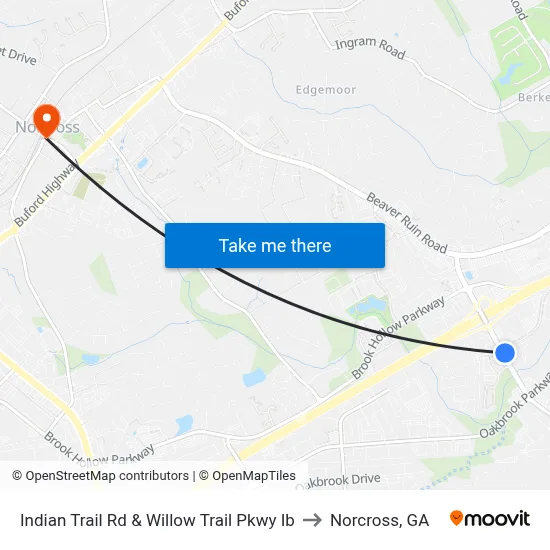 Indian Trail Rd & Willow Trail Pkwy Ib to Norcross, GA map