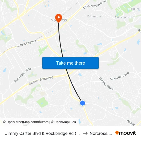 Jimmy Carter Blvd & Rockbridge Rd (Ihop) to Norcross, GA map