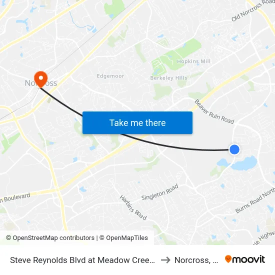 Steve Reynolds Blvd at Meadow Creek Hs to Norcross, GA map