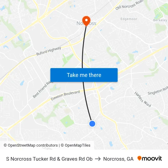 S Norcross Tucker Rd & Graves Rd Ob to Norcross, GA map