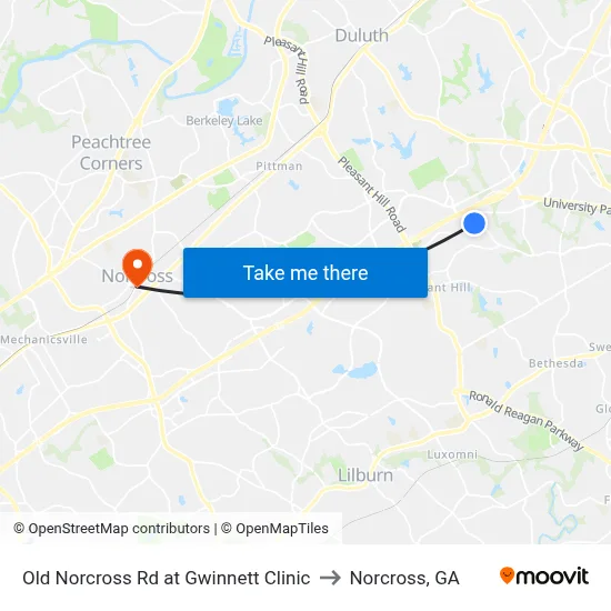 Old Norcross Rd at Gwinnett Clinic to Norcross, GA map