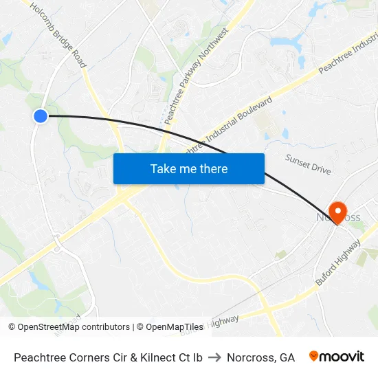 Peachtree Corners Cir & Kilnect Ct Ib to Norcross, GA map