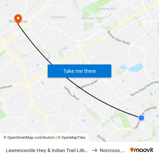 Lawrenceville Hwy & Indian Trail-Lilburn to Norcross, GA map