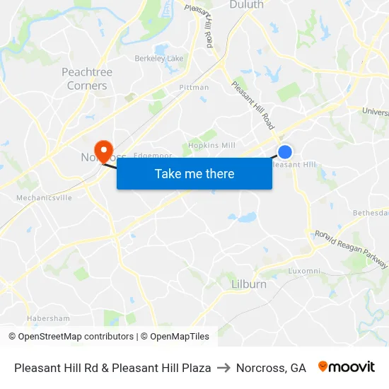 Pleasant Hill Rd & Pleasant Hill Plaza to Norcross, GA map