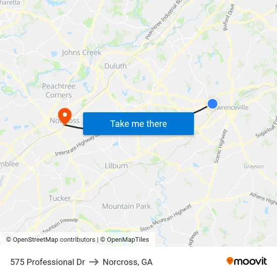 575 Professional Dr to Norcross, GA map