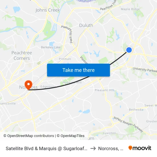 Satellite Blvd & Marquis @ Sugarloaf Ib to Norcross, GA map
