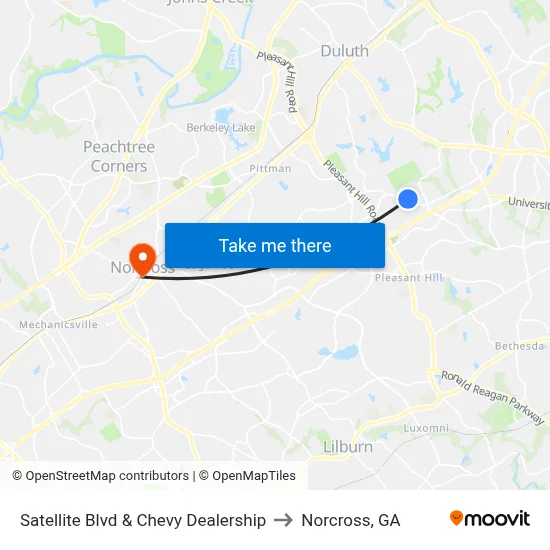 Satellite Blvd & Chevy Dealership to Norcross, GA map