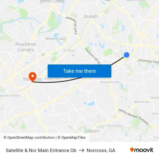Satellite & Ncr Main Entrance Ob to Norcross, GA map