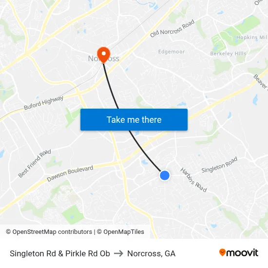 Singleton Rd & Pirkle Rd Ob to Norcross, GA map