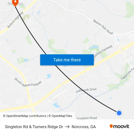 Singleton Rd & Turners Ridge Dr to Norcross, GA map
