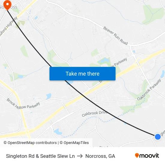 Singleton Rd & Seattle Slew Ln to Norcross, GA map