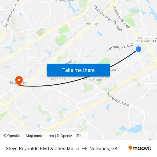Steve Reynolds Blvd & Chesdan Dr to Norcross, GA map