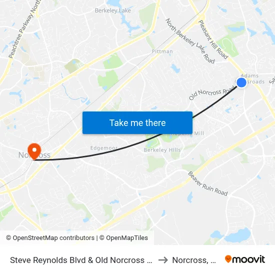Steve Reynolds Blvd & Old Norcross Rd to Norcross, GA map