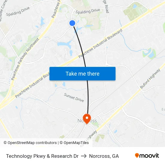 Technology Pkwy & Research Dr to Norcross, GA map