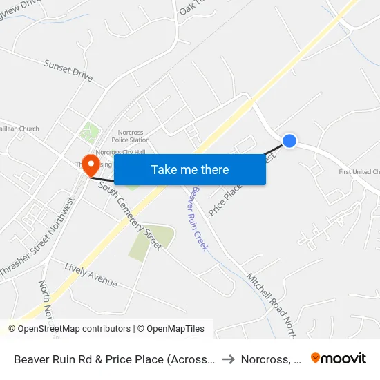 Beaver Ruin Rd & Price Place (Across) Ob to Norcross, GA map