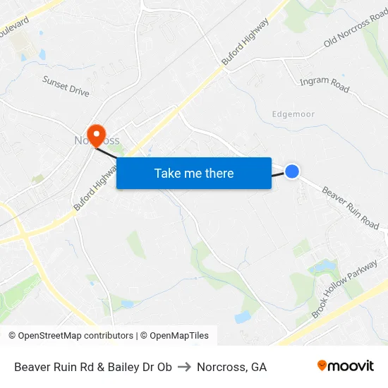 Beaver Ruin Rd & Bailey Dr Ob to Norcross, GA map