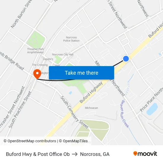 Buford Hwy & Post Office Ob to Norcross, GA map