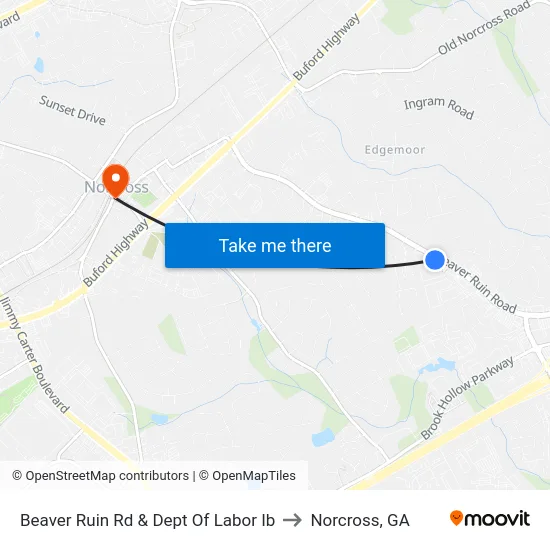 Beaver Ruin Rd & Dept Of Labor Ib to Norcross, GA map