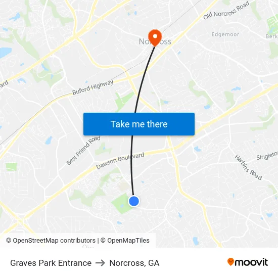 Graves Park Entrance to Norcross, GA map