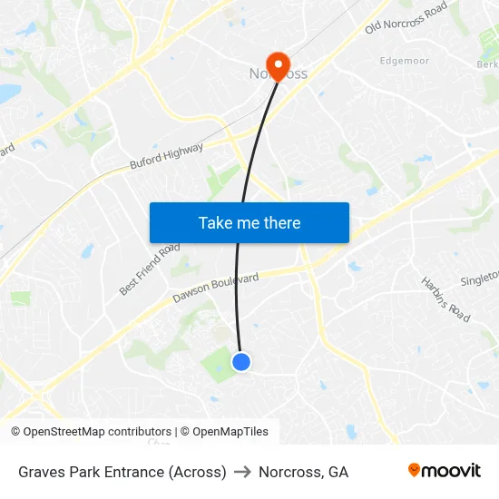 Graves Park Entrance (Across) to Norcross, GA map