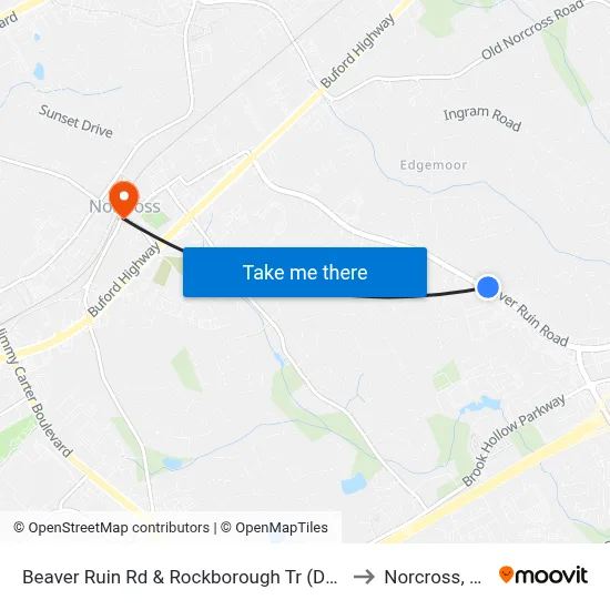 Beaver Ruin Rd & Rockborough Tr (Dmv) to Norcross, GA map