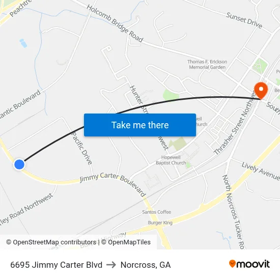 6695 Jimmy Carter Blvd to Norcross, GA map