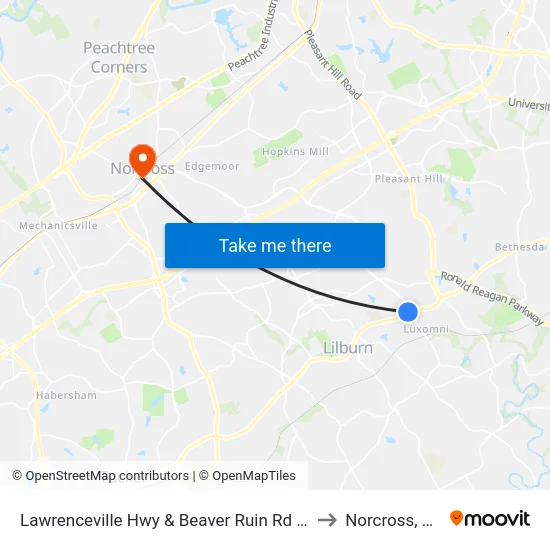 Lawrenceville Hwy & Beaver Ruin Rd Ob to Norcross, GA map