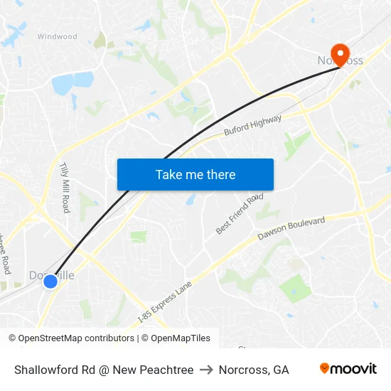 Shallowford Rd @ New Peachtree to Norcross, GA map
