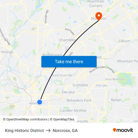 King Historic District to Norcross, GA map