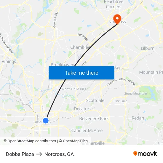 Dobbs Plaza to Norcross, GA map