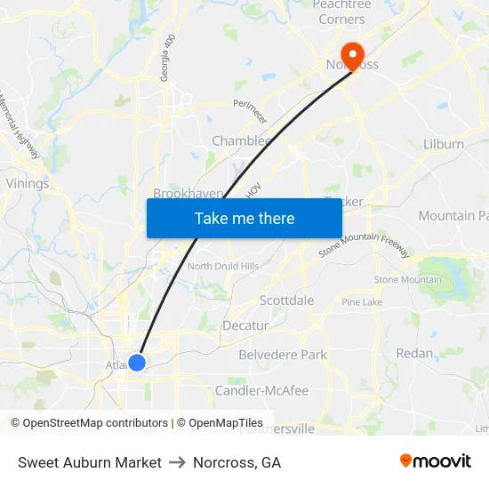 Sweet Auburn Market to Norcross, GA map