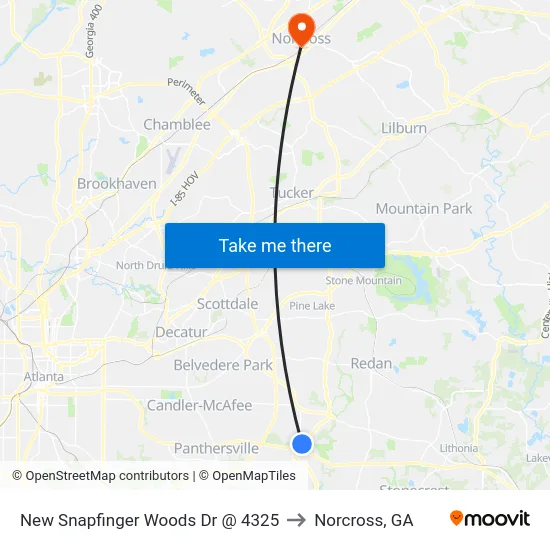 New Snapfinger Woods Dr @ 4325 to Norcross, GA map