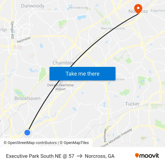 Executive Park South NE @ 57 to Norcross, GA map