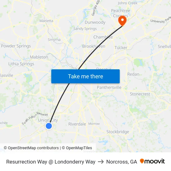 Resurrection Way @ Londonderry Way to Norcross, GA map