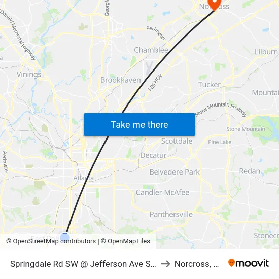 Springdale Rd SW @ Jefferson Ave SW to Norcross, GA map