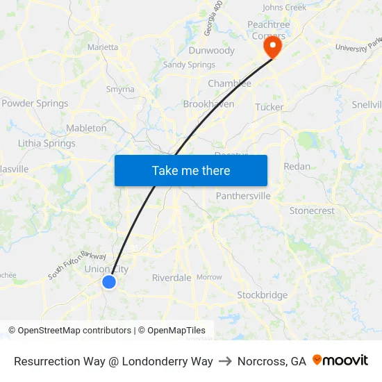 Resurrection Way @ Londonderry Way to Norcross, GA map
