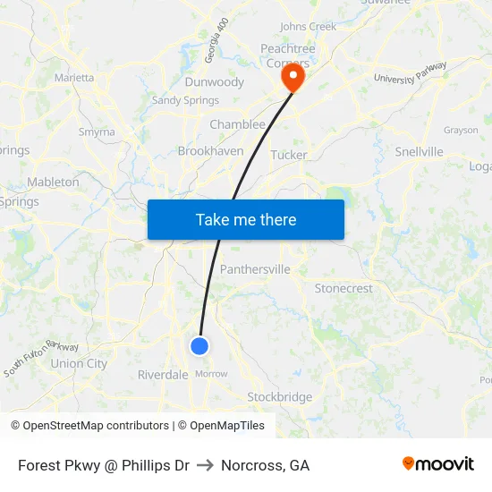 Forest Pkwy @ Phillips Dr to Norcross, GA map