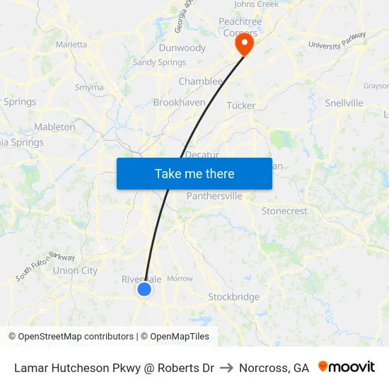 Lamar Hutcheson Pkwy @ Roberts Dr to Norcross, GA map