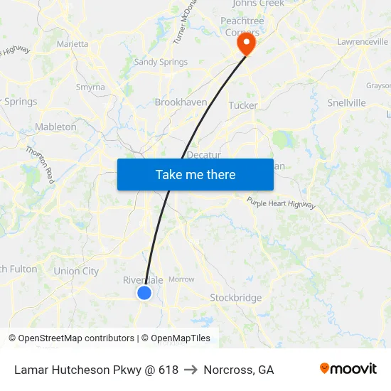 Lamar Hutcheson Pkwy @ 618 to Norcross, GA map