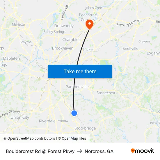 Bouldercrest Rd @ Forest Pkwy to Norcross, GA map