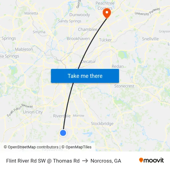 Flint River Rd SW @ Thomas Rd to Norcross, GA map
