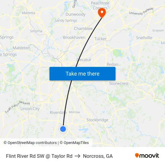 Flint River Rd SW @ Taylor Rd to Norcross, GA map