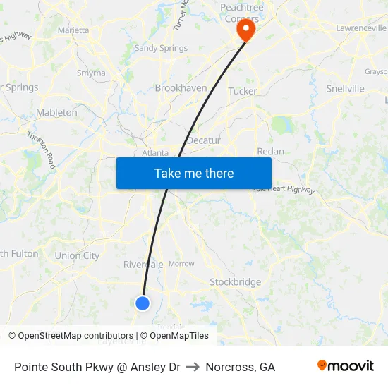 Pointe South Pkwy @ Ansley Dr to Norcross, GA map