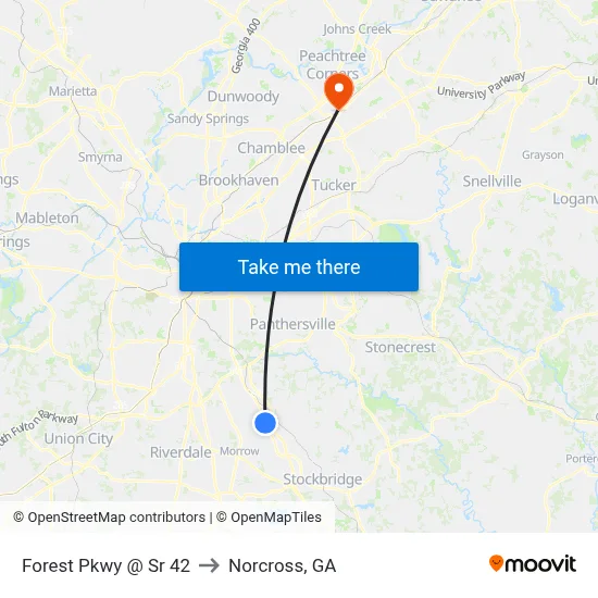Forest Pkwy @ Sr 42 to Norcross, GA map