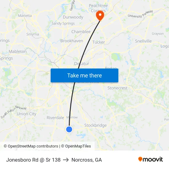 Jonesboro Rd @ Sr 138 to Norcross, GA map