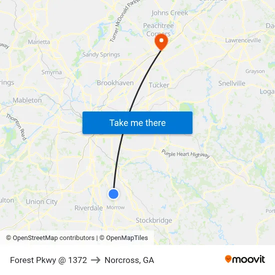 Forest Pkwy @ 1372 to Norcross, GA map
