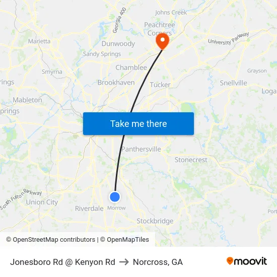 Jonesboro Rd @ Kenyon Rd to Norcross, GA map