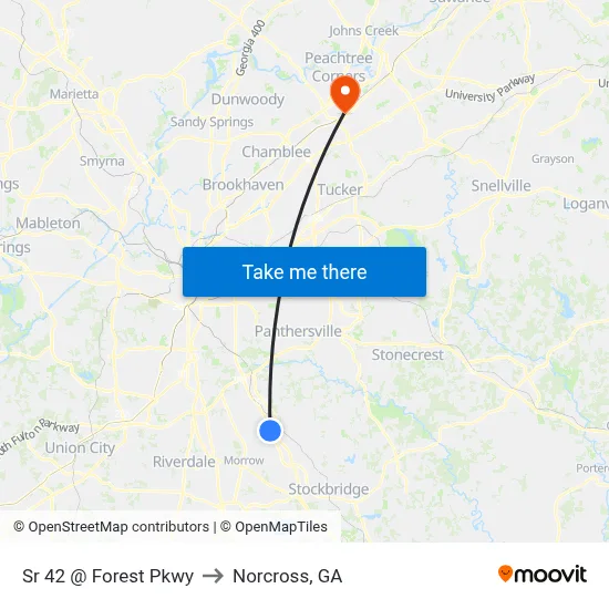 Sr 42 @ Forest Pkwy to Norcross, GA map