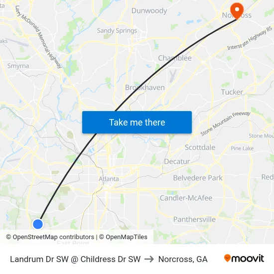 Landrum Dr SW @ Childress Dr SW to Norcross, GA map